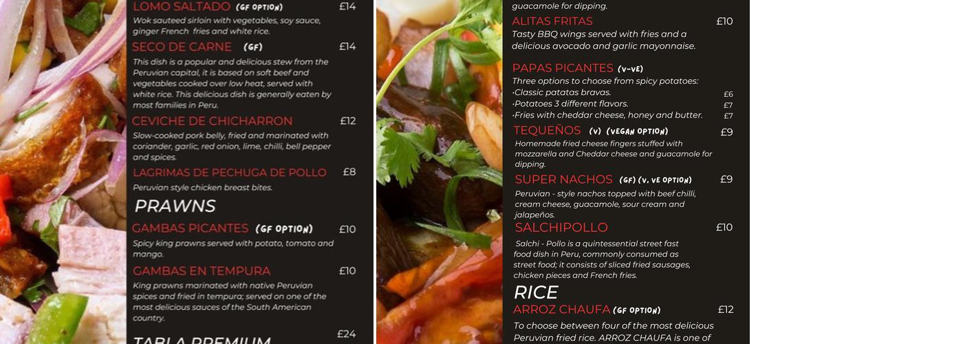 “Amorttana” Peruvian Food Menu