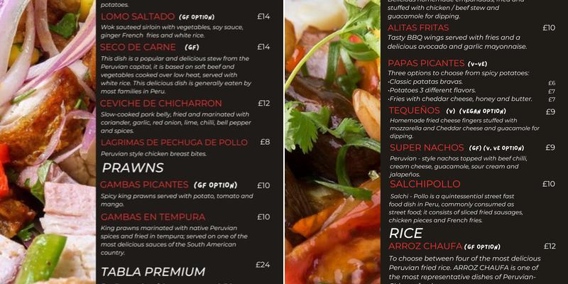 “Amorttana” Peruvian Food Menu