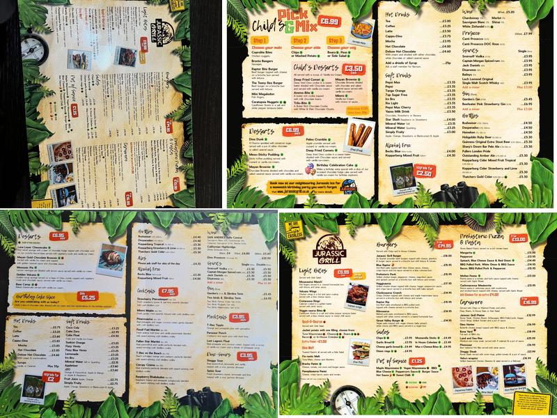Jurassic Grill Loch Lomond Menu