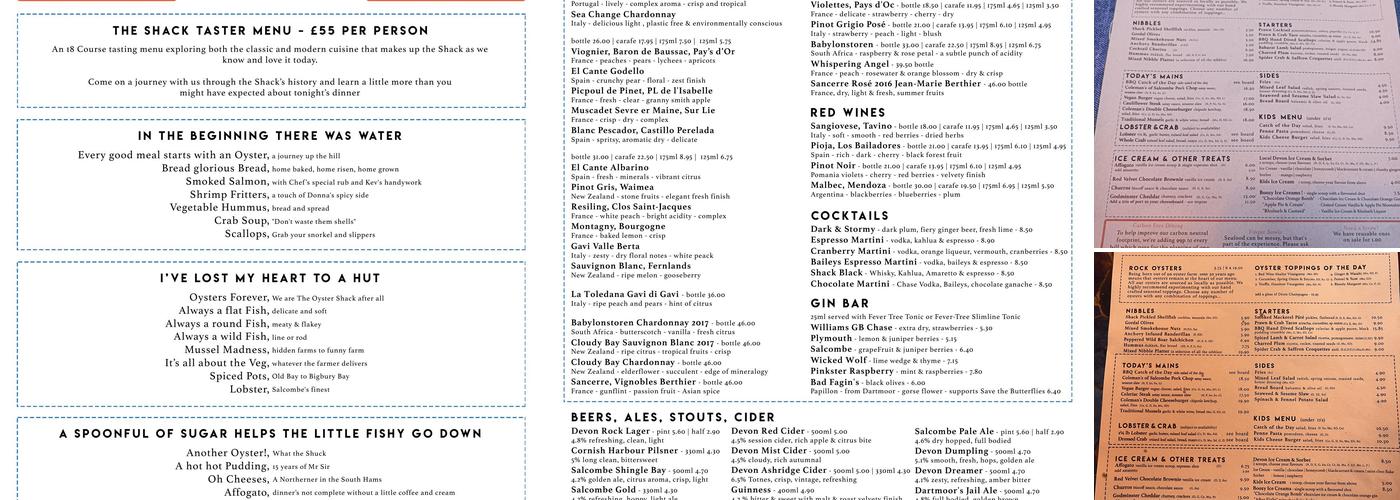 The Oyster Shack Menu