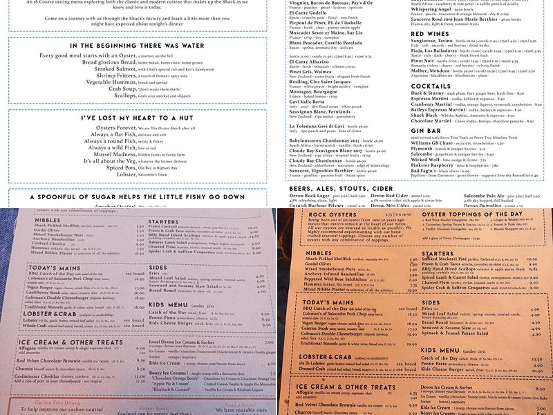The Oyster Shack Menu