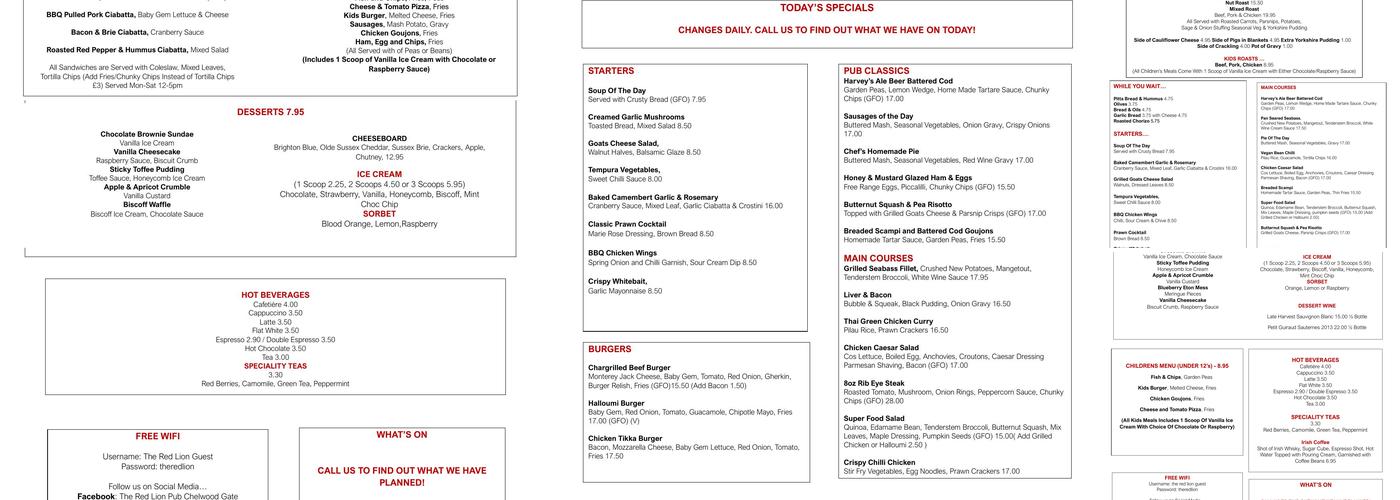 Red Lion Menu
