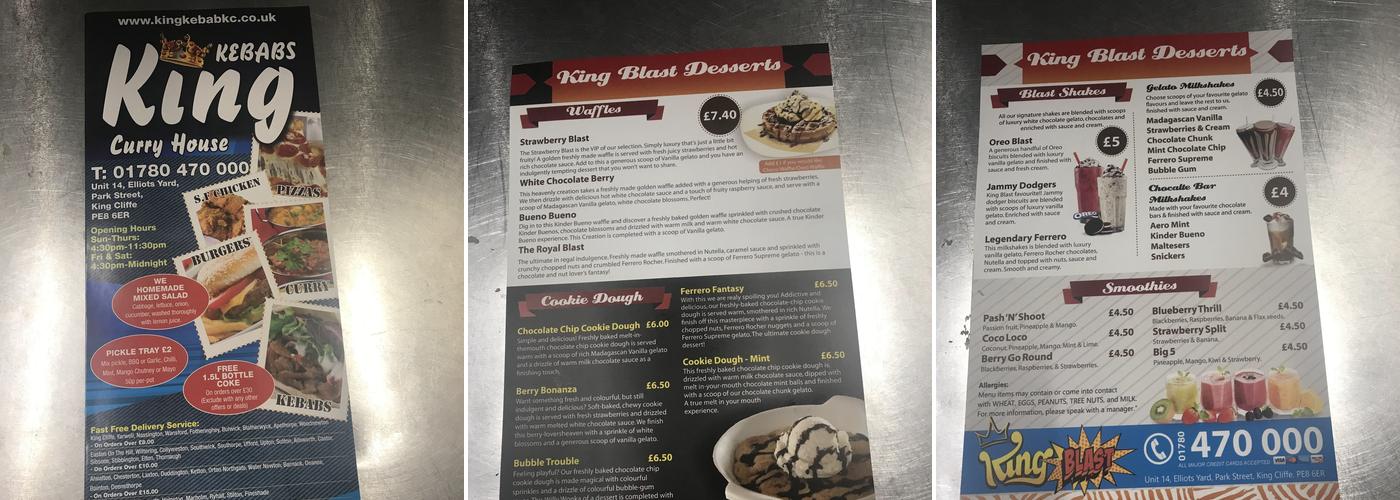 King Kebab Curry House Menu