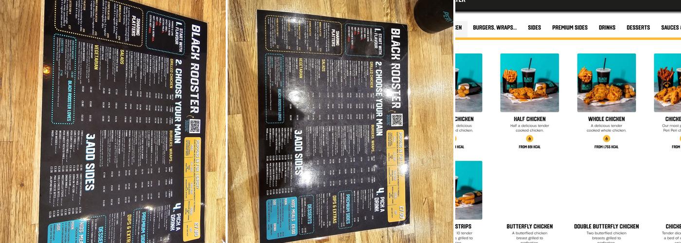 Black Rooster Falkirk Menu