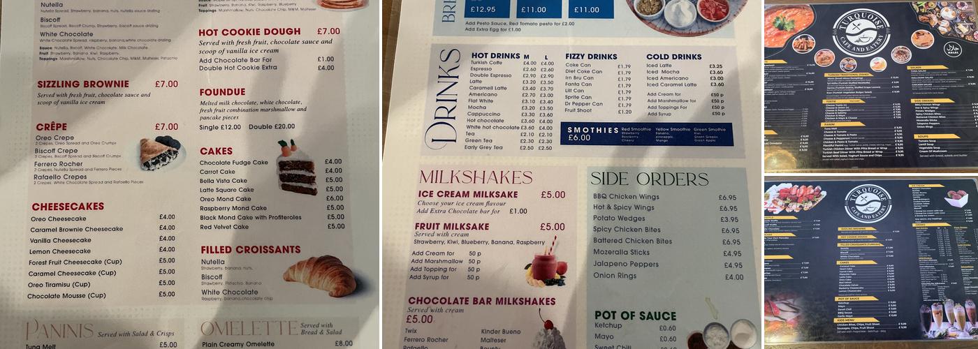 Turquoise Cafe & Eatery Menu