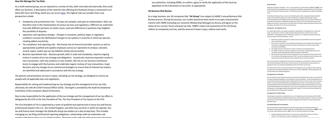 Starbucks Coffee Menu