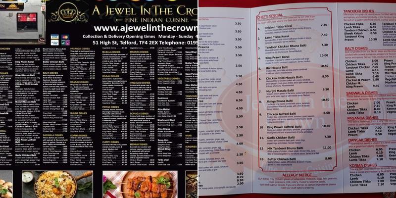 A Jewel In The Crown Menu