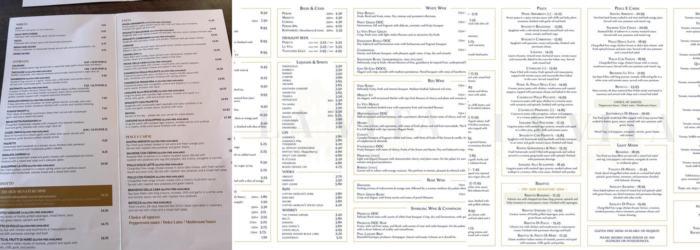La Vita Menu