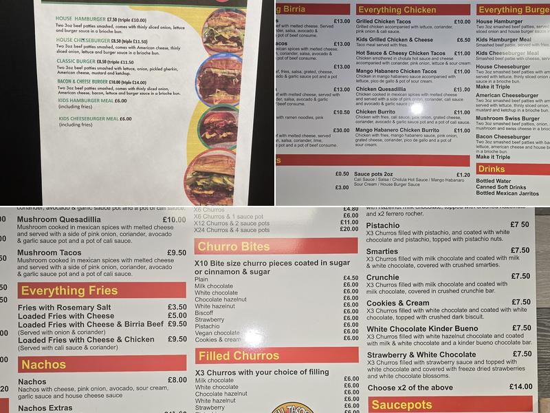 ELL tacos and churros Menu