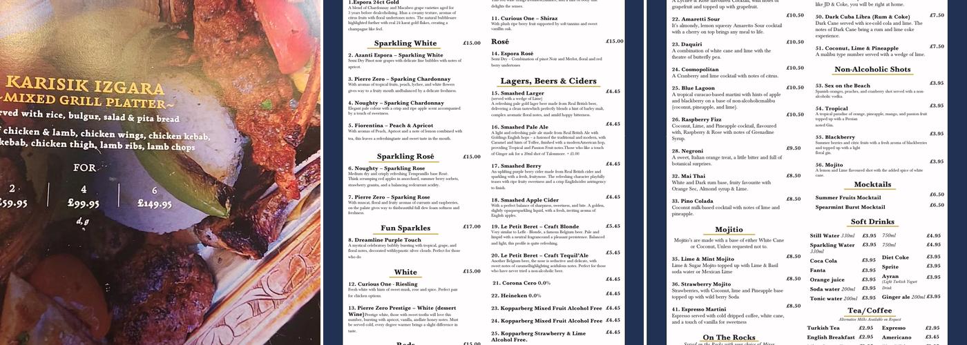 Shish Edinburgh Menu