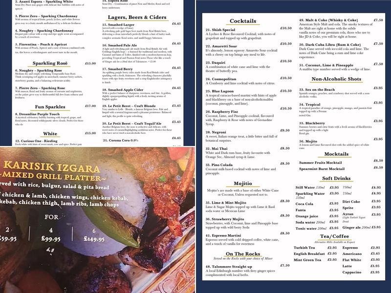 Shish Edinburgh Menu