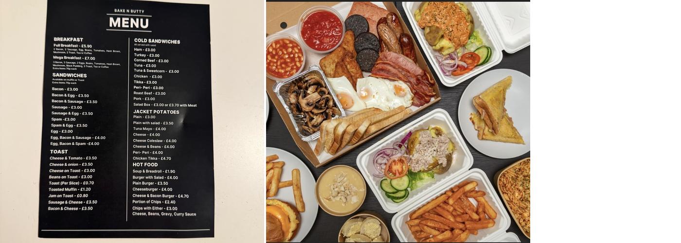Bake 'N' Butty Menu