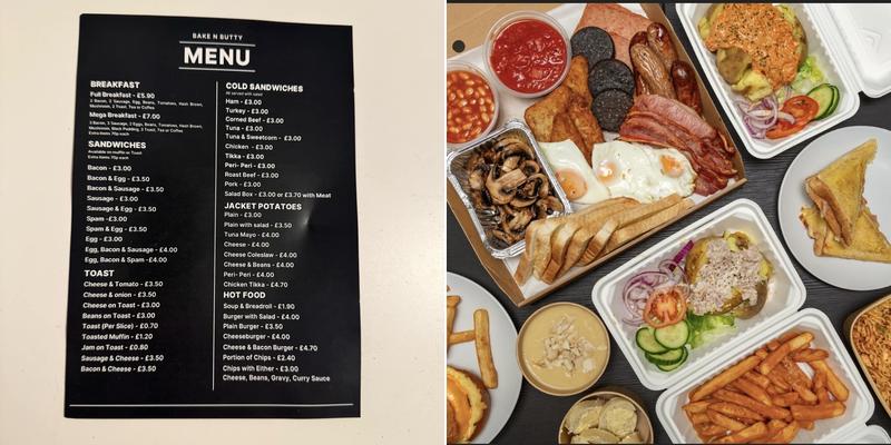 Bake 'N' Butty Menu