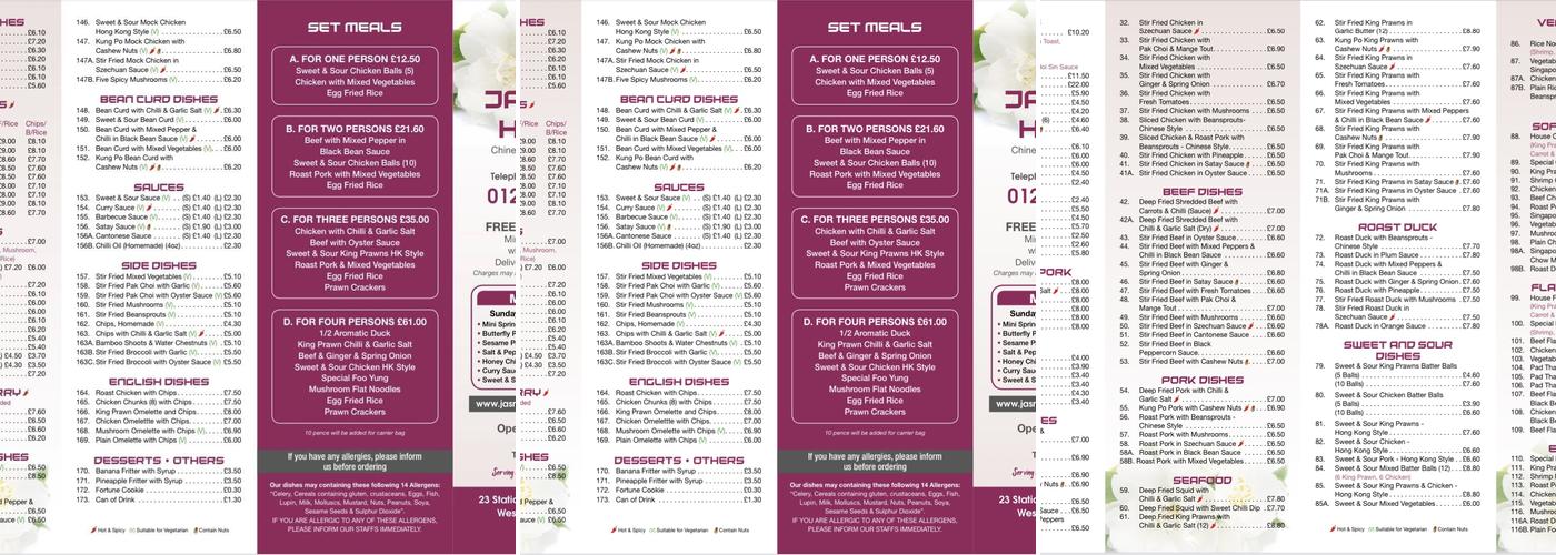 Jasmine House Menu