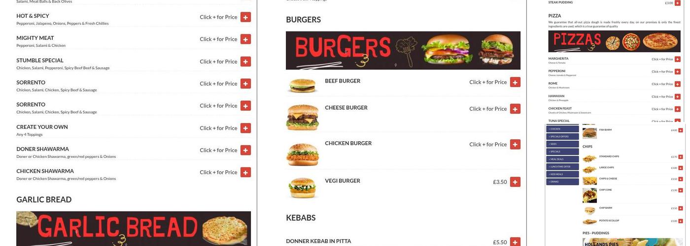 Stumble Inn Chippy Menu