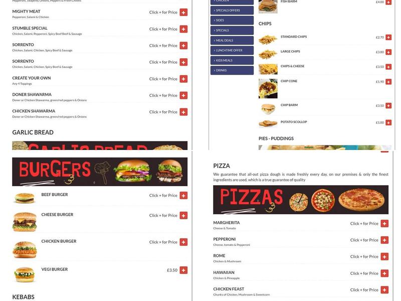 Stumble Inn Chippy Menu