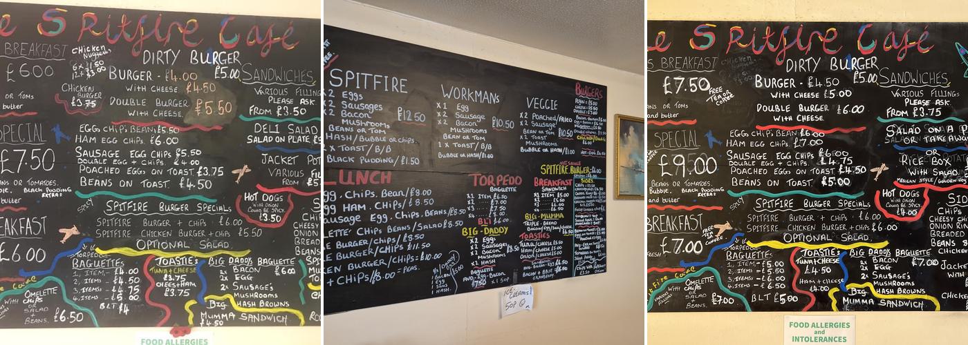 Spitfire Cafe Menu