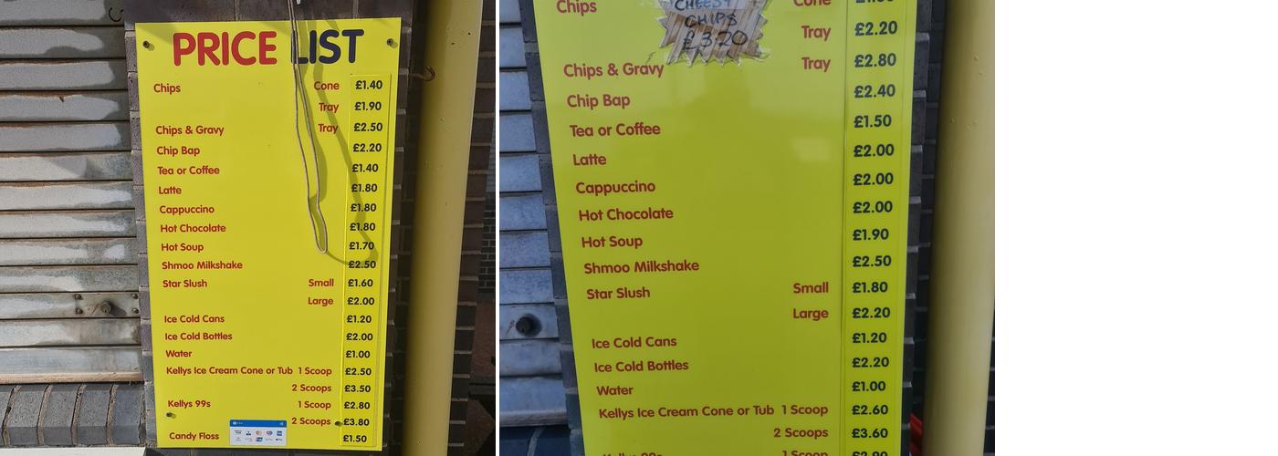M. J. Williams Chips Menu