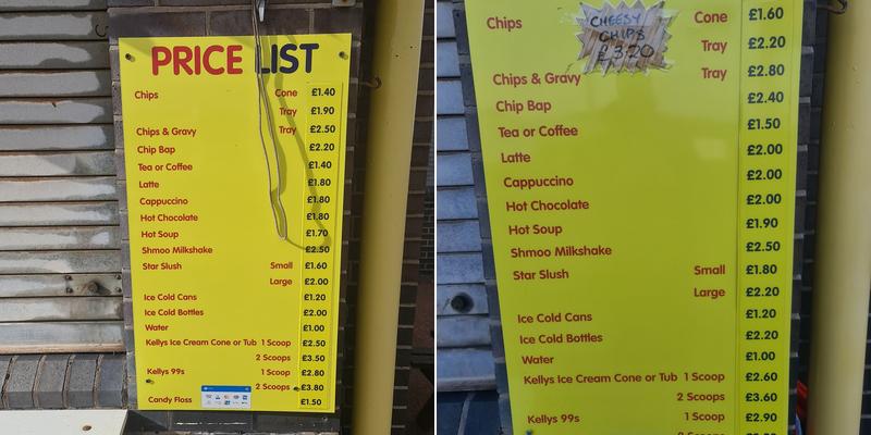 M. J. Williams Chips Menu