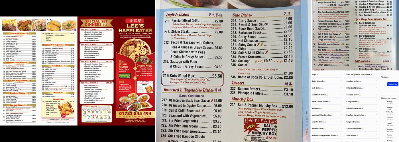 Lee's Happi Eater Menu