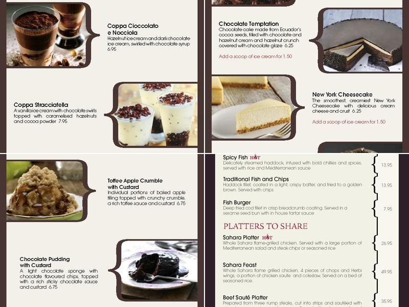 Sahara Grill Birmingham Menu