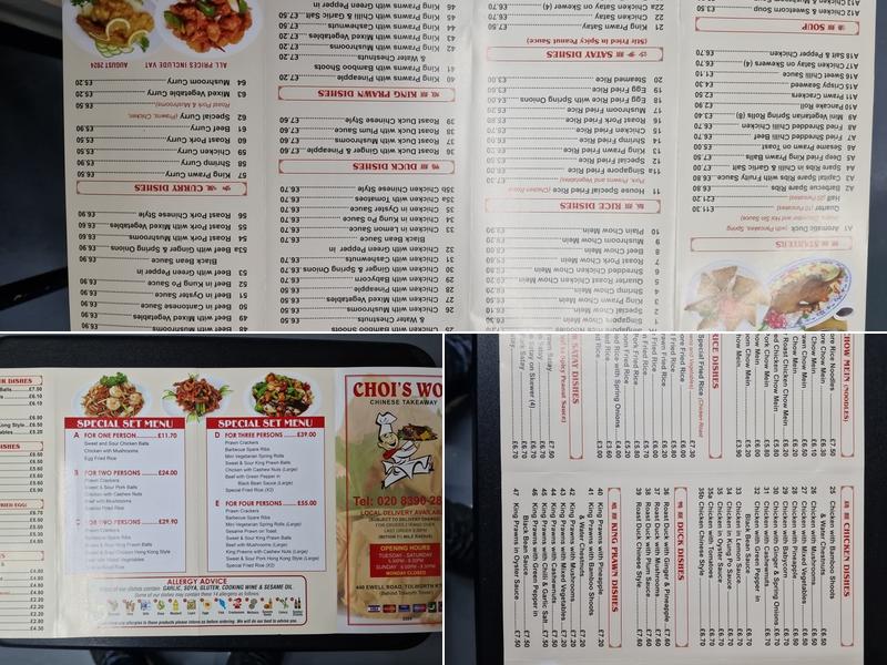 Chois Wok Menu