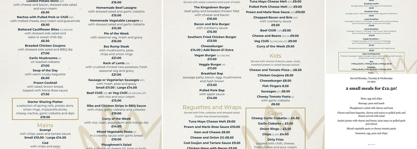 The Kingsdown Menu