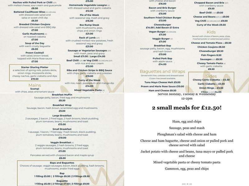 The Kingsdown Menu