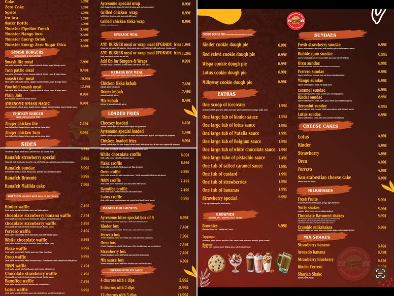 Ayresome Bites Menu