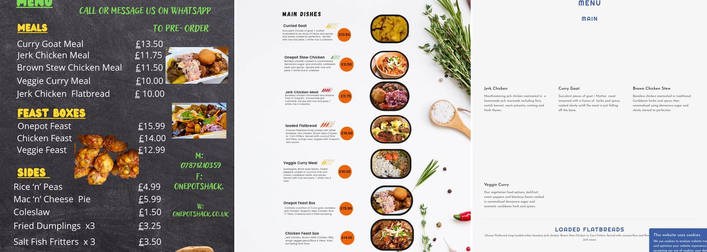 Onepotshack Menu