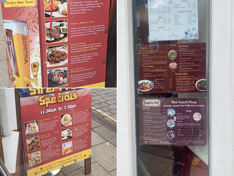 Simply Thai Wigan Menu