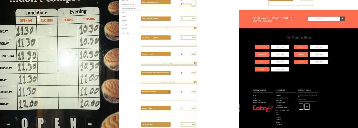 Rumbles Fish Bar Menu
