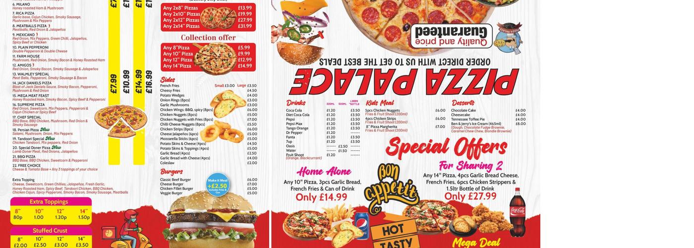 PIZZA PALACE Menu