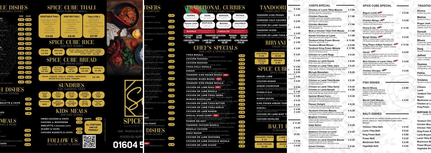 Spice Cube Menu