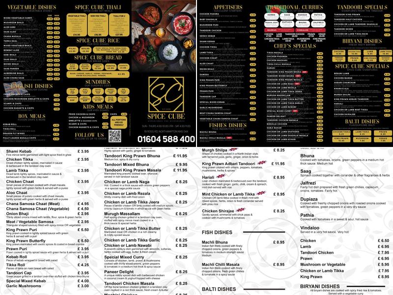 Spice Cube Menu