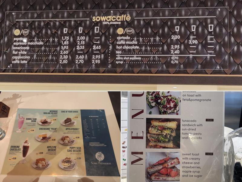 Sowa Patisserie Menu