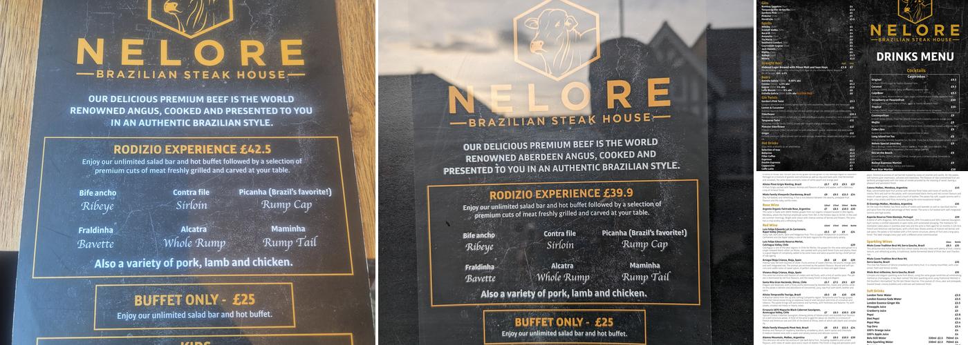 Nelore Brazilian Steak House Menu