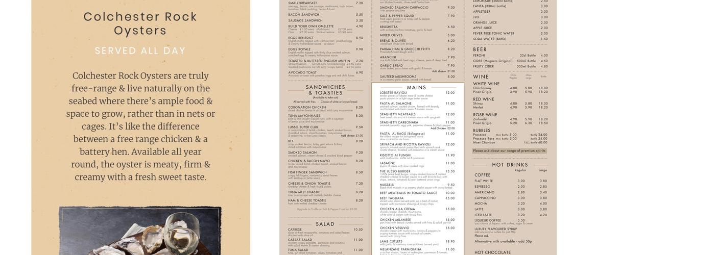 Lusso by lanzetta Menu