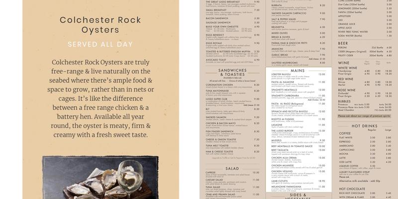 Lusso by lanzetta Menu