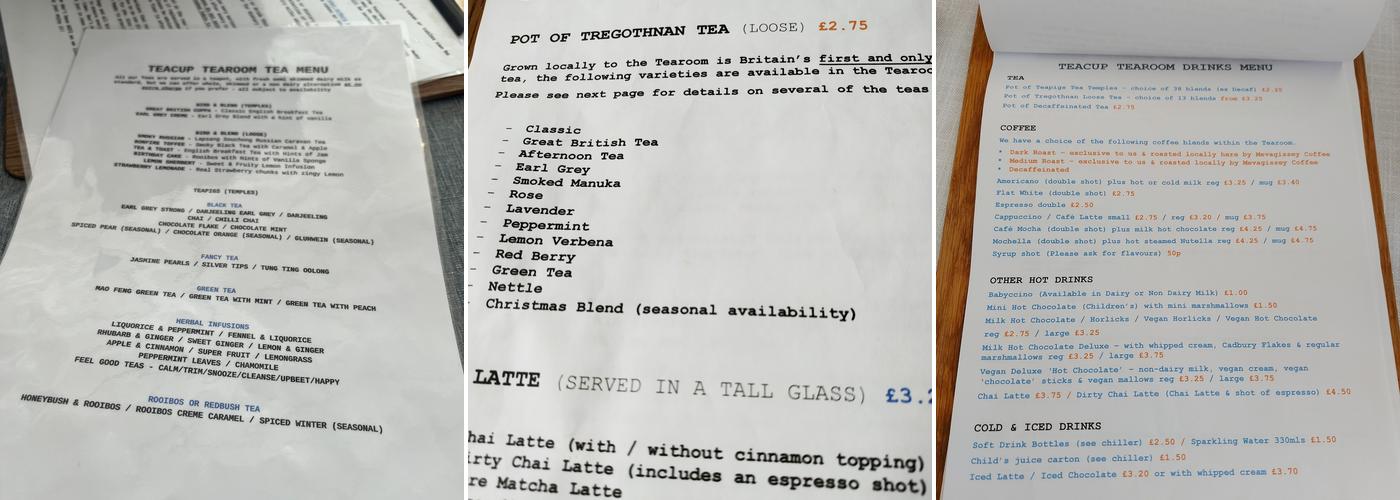 Teacup Tearoom Menu