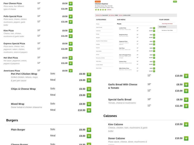 Chicken express Menu