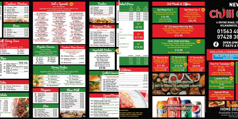 Chilli Chilli Takeaway Menu