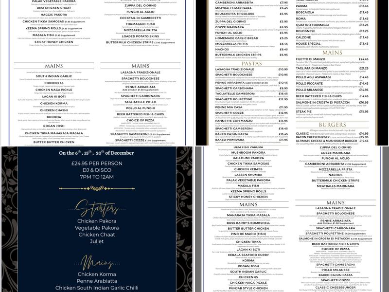 Alba the Restaurant and Claremont Hotel Menu