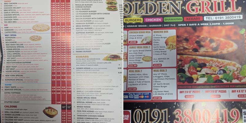 Golden Grill Menu