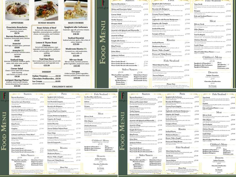 La Famiglia Northampton Menu