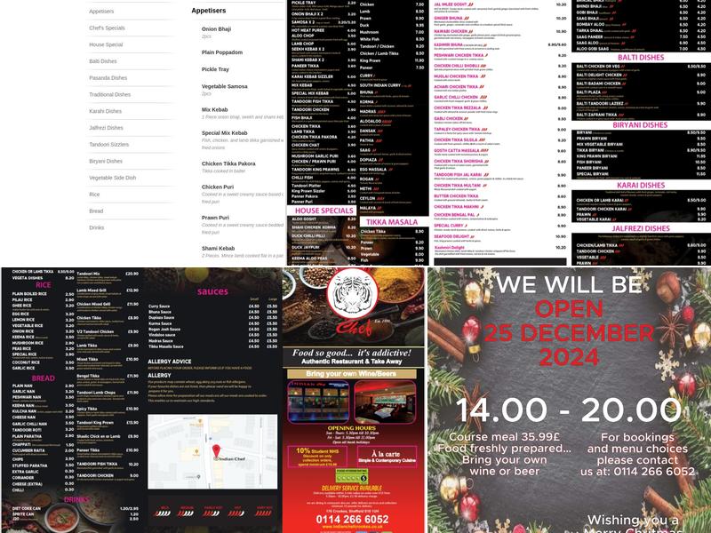 INDIAN CHEF RESTAURANT SHEFFIELD Menu