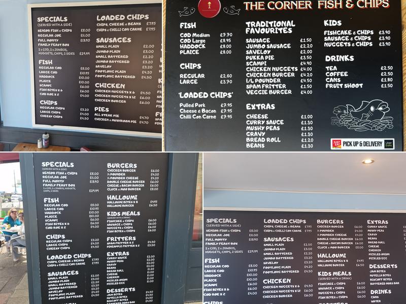The Corner fish and chips Menu