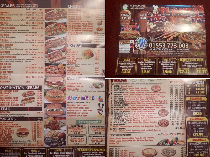 Flames Kebab House Menu