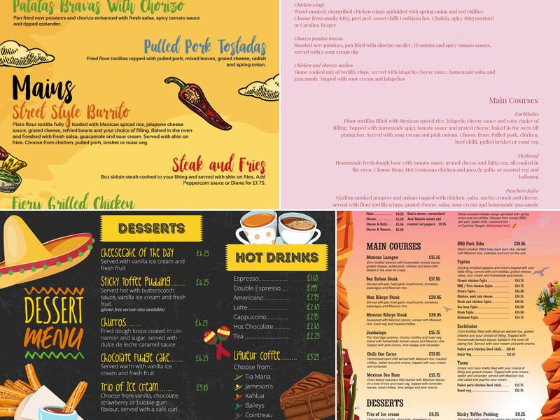 La Sentidos Loca Menu