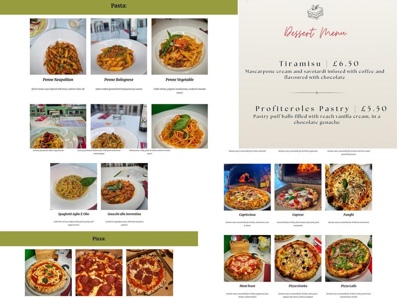 Trattoria LALIS Derby Menu